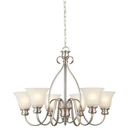 WESTINGHOUSE Westinghouse 6226400 Fontane Six Light Indoor Chandelier; Brushed Nickel 6226400